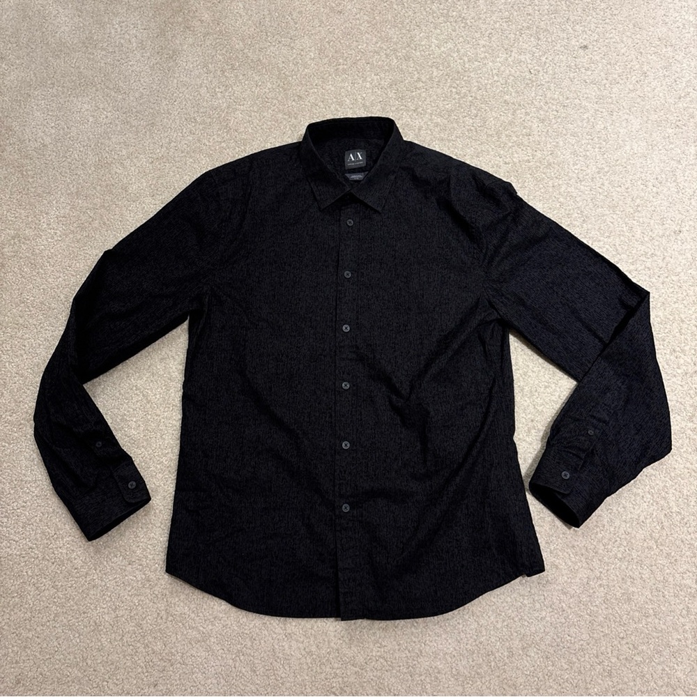 Armani Exchange AX Black Long Sleeve Button Up Shirt Mens Size XL